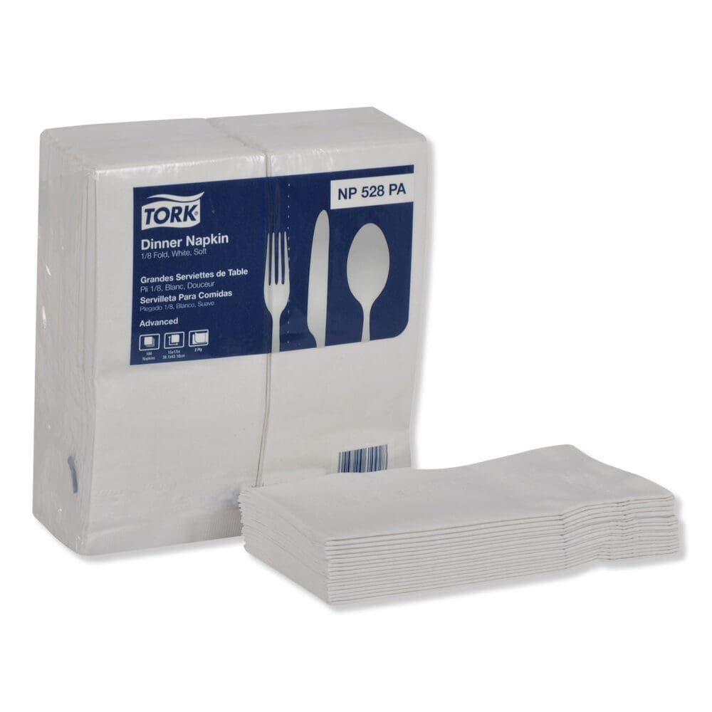 Advanced Dinner Napkins, 2-Ply, 15" x 17", 1/8 Fold, White, 100/PK, 28 PK/CT - Image 5