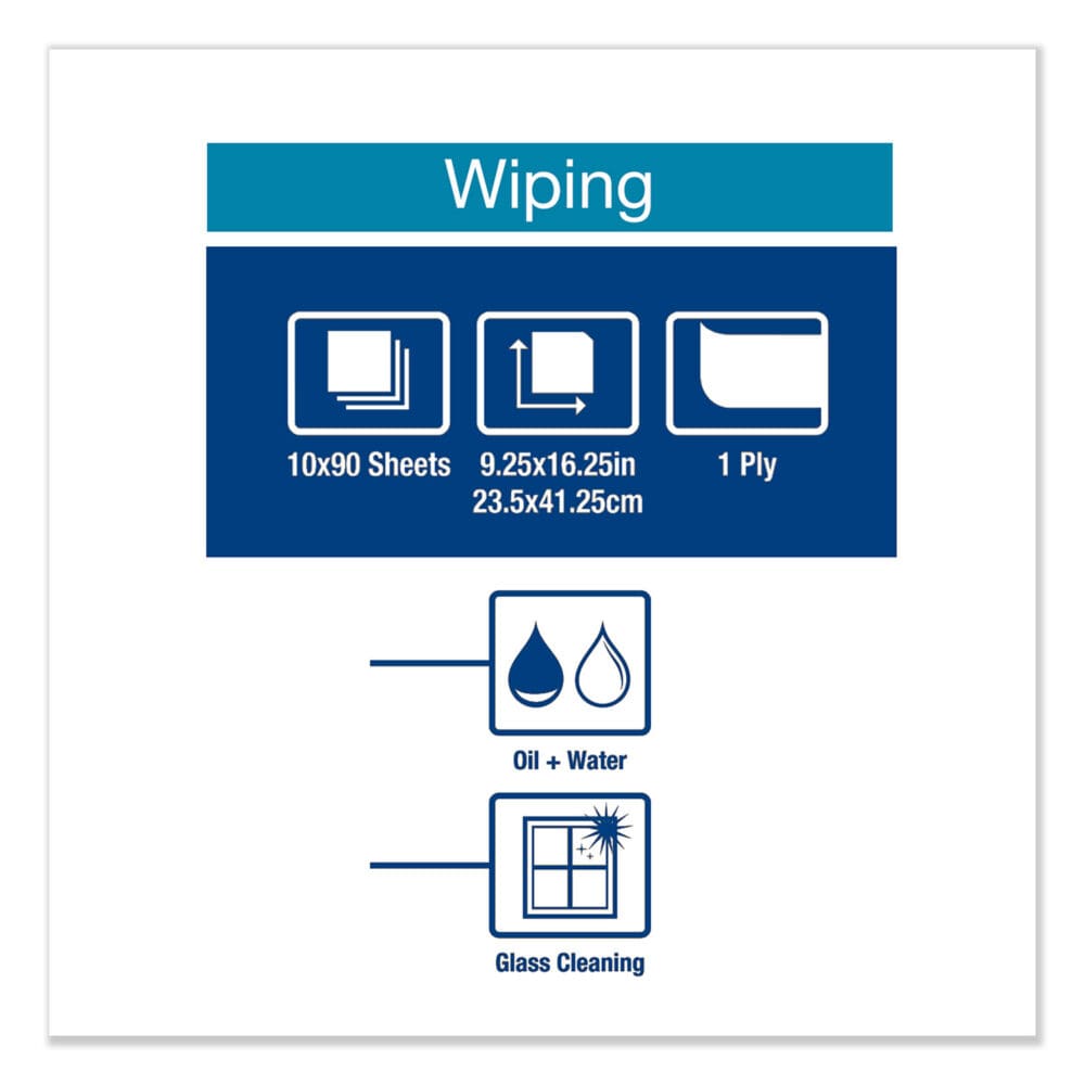 Heavy-Duty Paper Wiper, 1-Ply, 9.25 x 16.25, Unscented, White, 90 Wipes/Box, 10 Boxes/Carton - Image 3