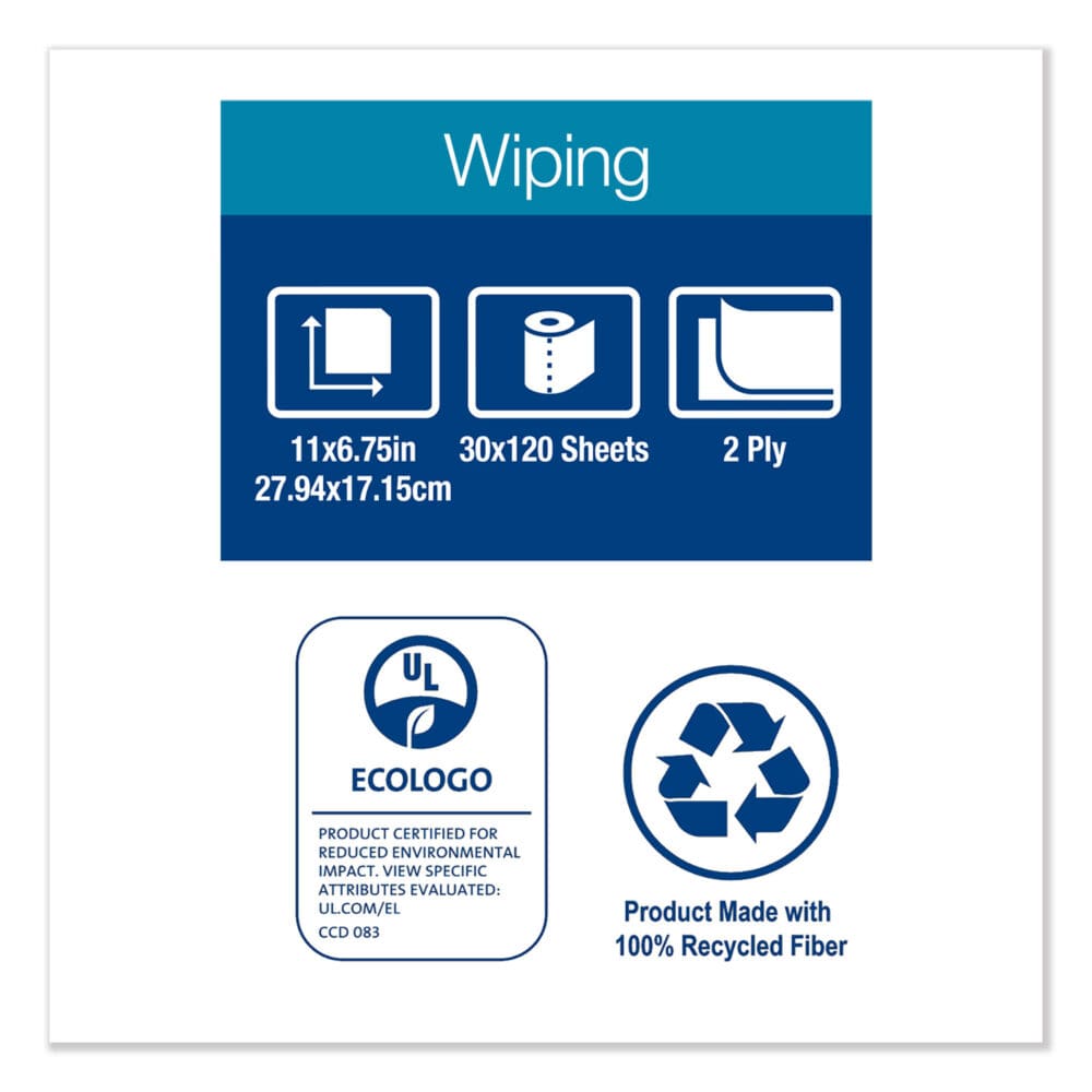 Handi-Size Perforated Kitchen Roll Towel, 2-Ply, 11 x 6.75, White, 120/Roll, 30/Carton - Image 3