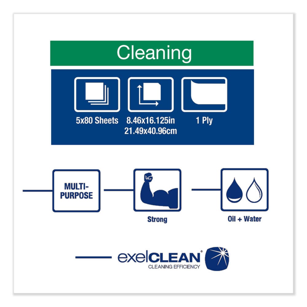 Heavy-Duty Cleaning Cloth, 8.46 x 16.13, White, 80/Box, 5 Boxes/Carton - Image 3