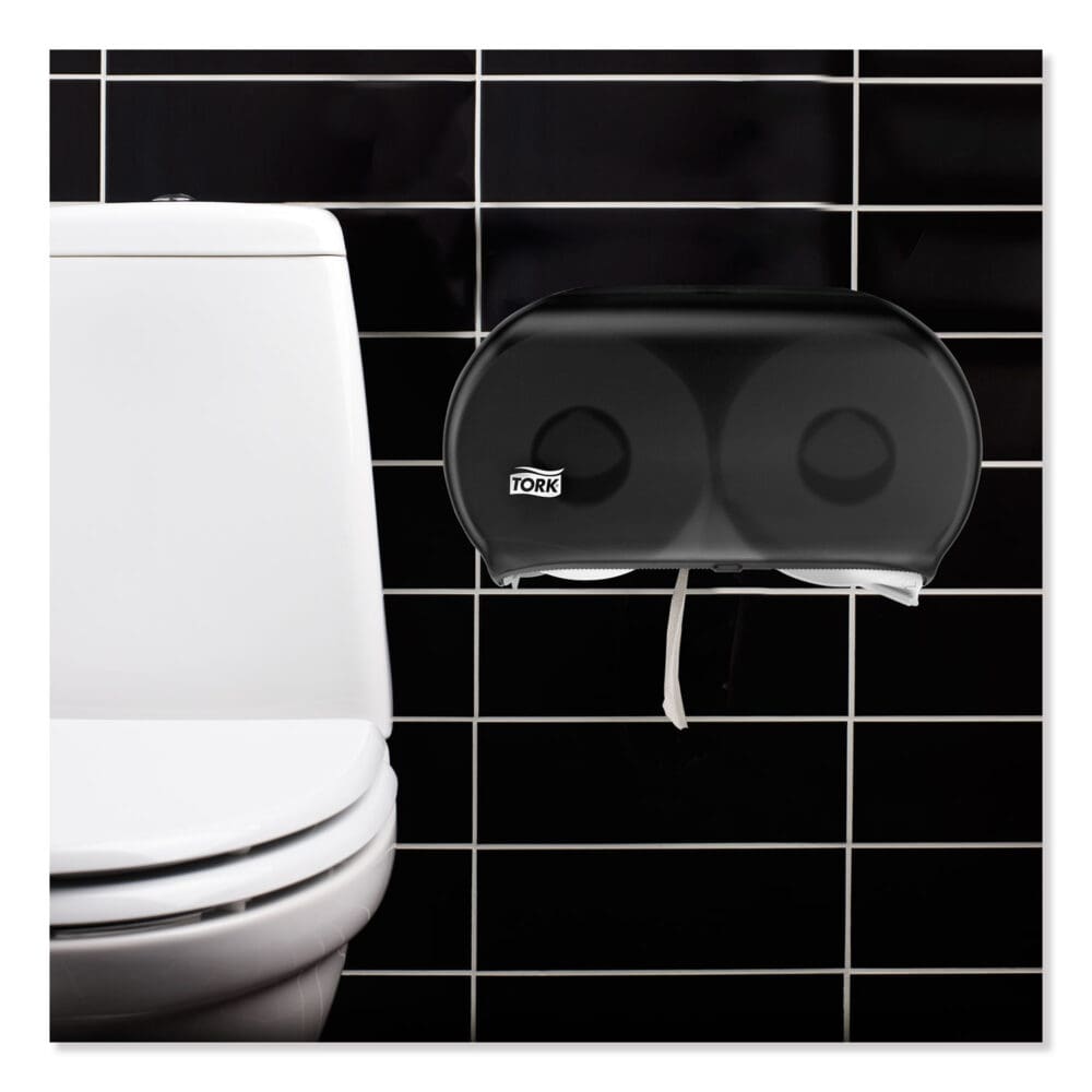 Twin Jumbo Roll Bath Tissue Dispenser, 19.29 x 5.51 x 11.83, Smoke/Gray - Image 6