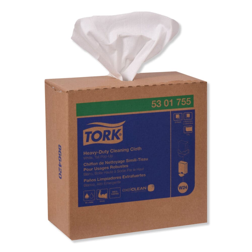 Heavy-Duty Cleaning Cloth, 8.46 x 16.13, White, 80/Box, 5 Boxes/Carton - Image 4