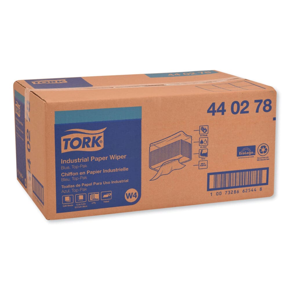 Industrial Paper Wiper, 4-Ply, 12.8 x 16.4, Unscented, Blue, 90/Pack, 5 Packs/Carton - Image 7