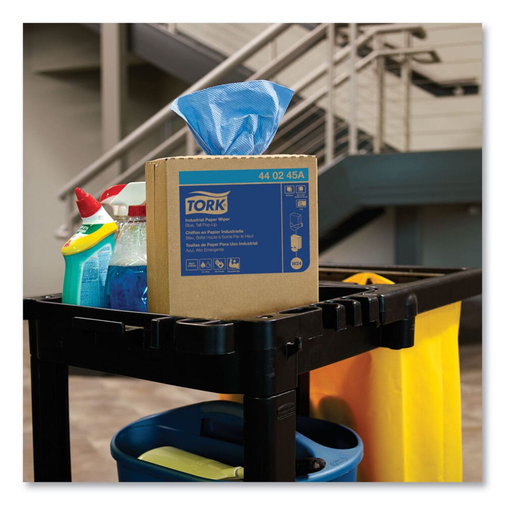 Industrial Paper Wiper, 4-Ply, 8.54 x 16.5, Unscented, Blue, 90 Towels/Box, 10 Boxes/Carton - Image 2