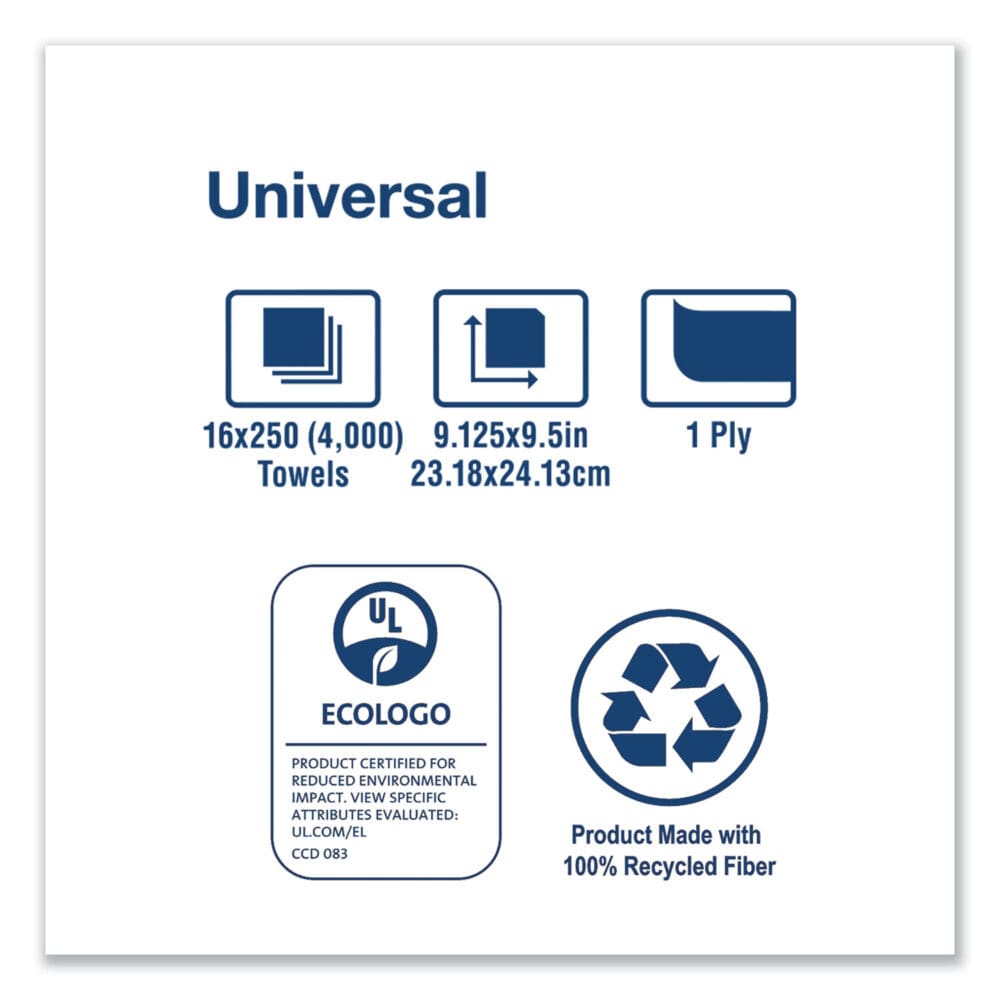 Universal Multifold Hand Towel, 1-Ply, 9.13 x 9.5, White, 250/Pack,16 Packs/Carton - Image 4