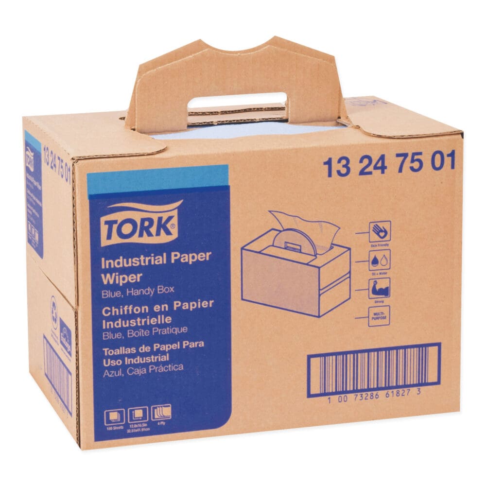 Industrial Paper Wiper, 4-Ply, 12.8 x 16.5, Unscented, Blue, 180/Carton - Image 2