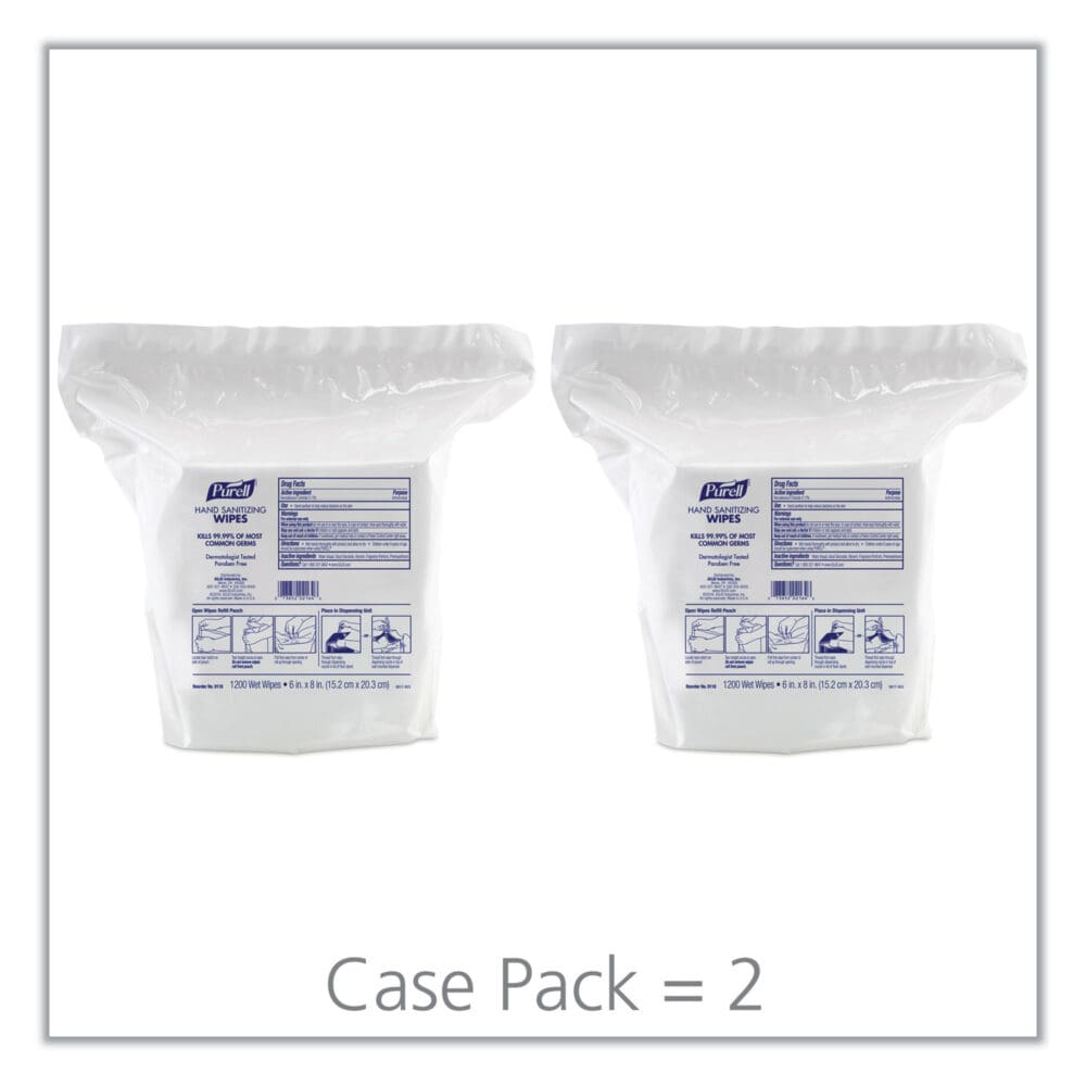 Hand Sanitizing Wipes, 6 x 8, Fresh Citrus Scent, White, 1,200/Refill Pouch, 2 Refills/Carton - Image 8