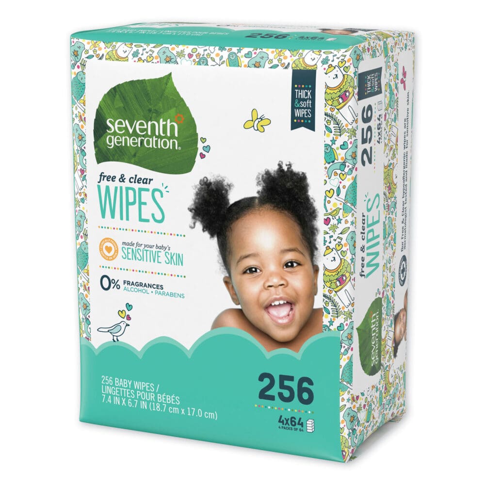 Free and Clear Baby Wipes, Refill, 7 x 7, Unscented, White, 256/Pack - Image 7