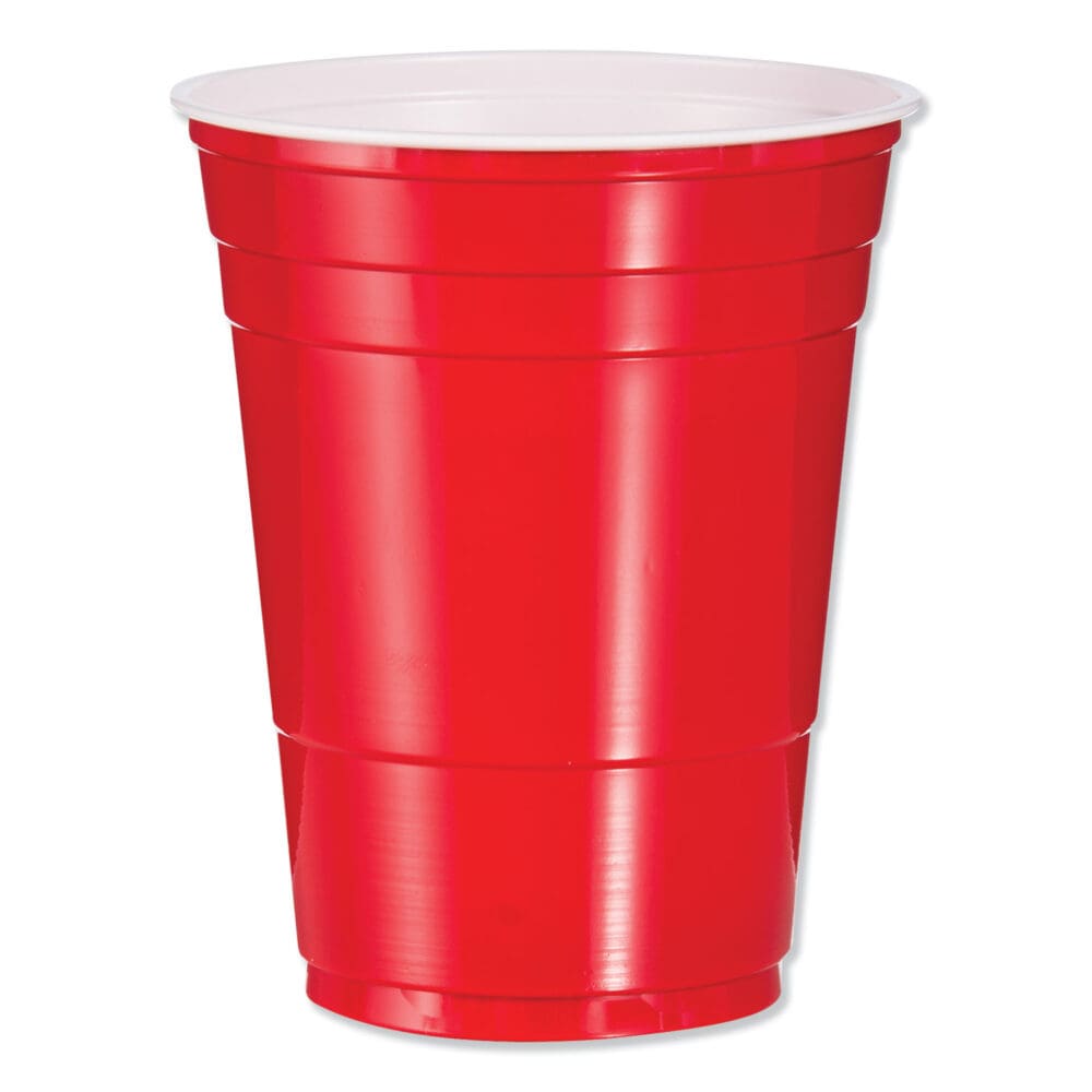 SOLO Party Plastic Cold Drink Cups, 16 oz, Red, 50/Pack - Image 3