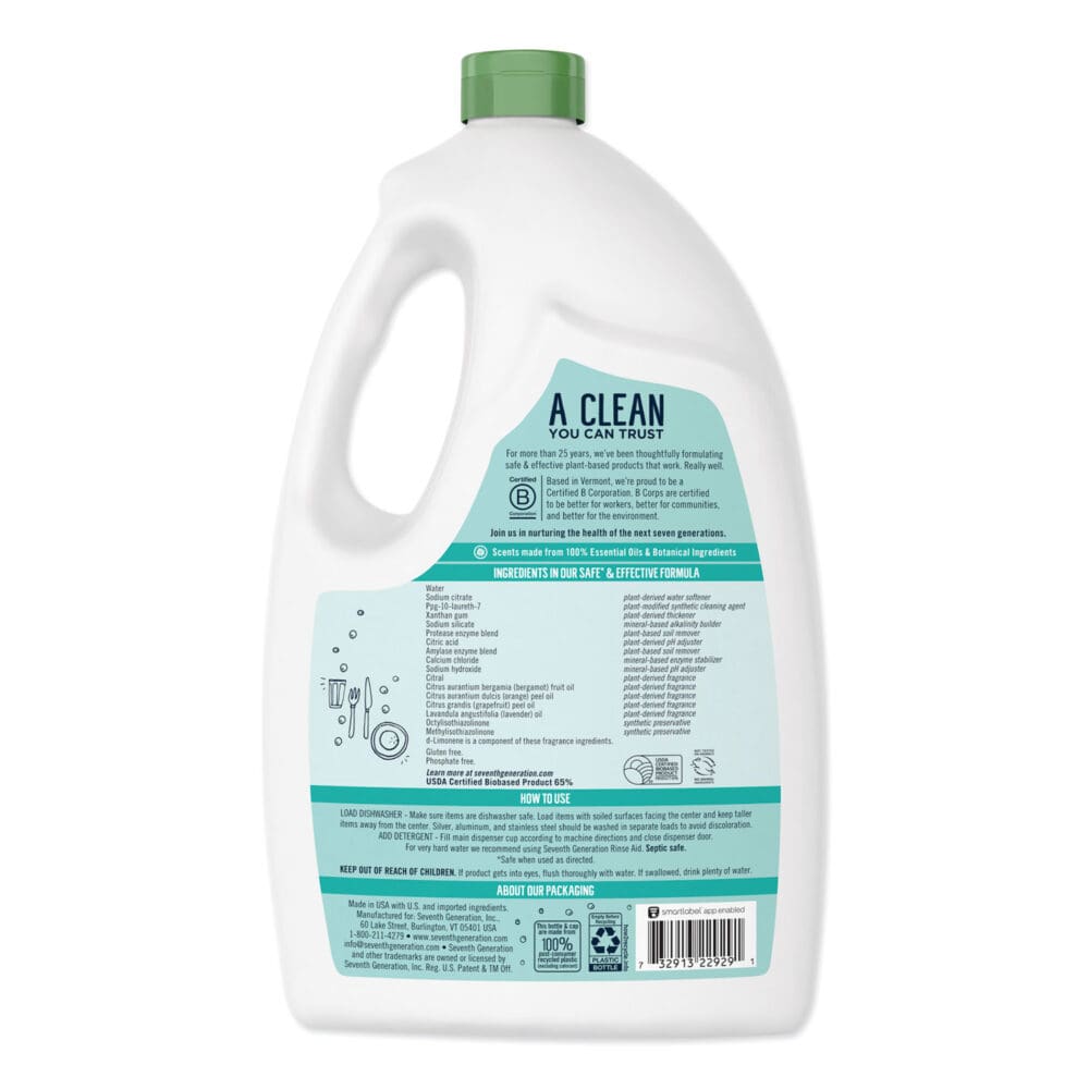 Natural Auto Dishwasher Gel, Ultra Power Plus, Fresh Citrus, 65 oz Bottle, 6/CT - Image 2