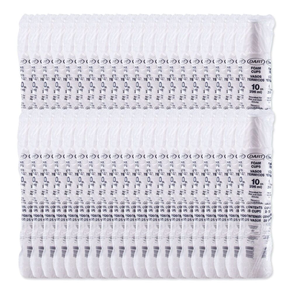 Foam Drink Cups, 10 oz, White, 25/Bag, 40 Bags/Carton - Image 3