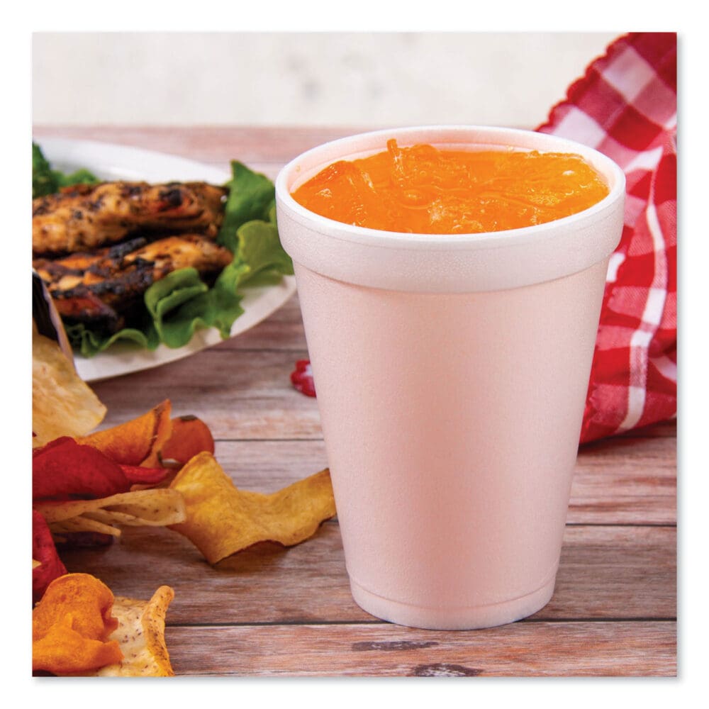 Foam Drink Cups, 12 oz, White, 25/Bag, 40 Bags/Carton - Image 3