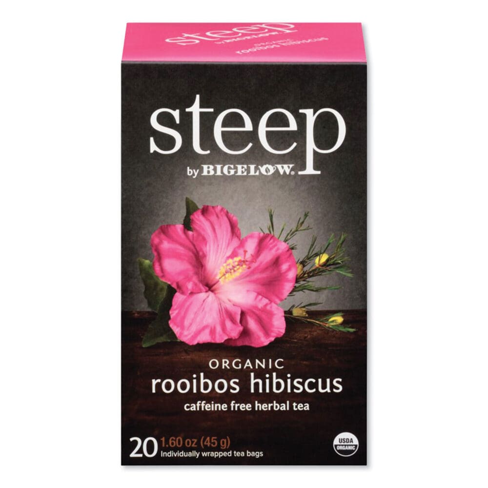Steep Tea, Rooibos Hibiscus Herbal Tea, 0.08 oz Tea Bag, 20/Box - Image 2