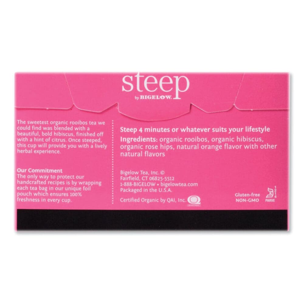 Steep Tea, Rooibos Hibiscus Herbal Tea, 0.08 oz Tea Bag, 20/Box - Image 6