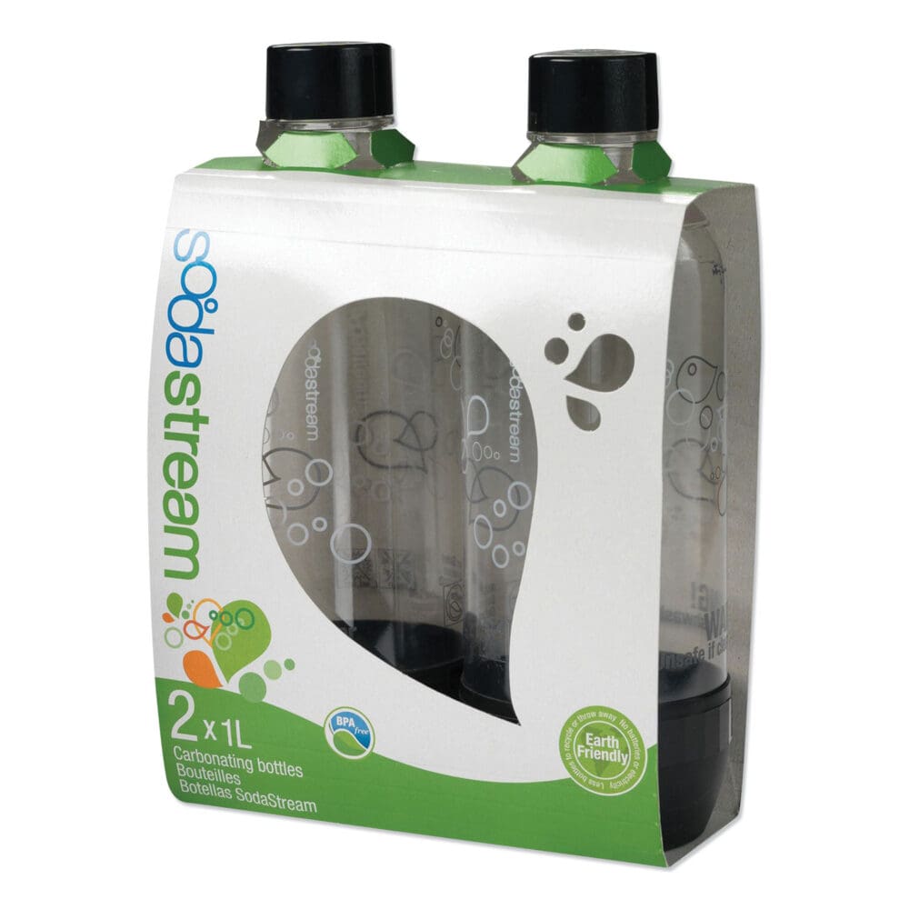 Carbonating Bottle Twin Pack, Plastic, 33 oz, Clear/Black - Image 2