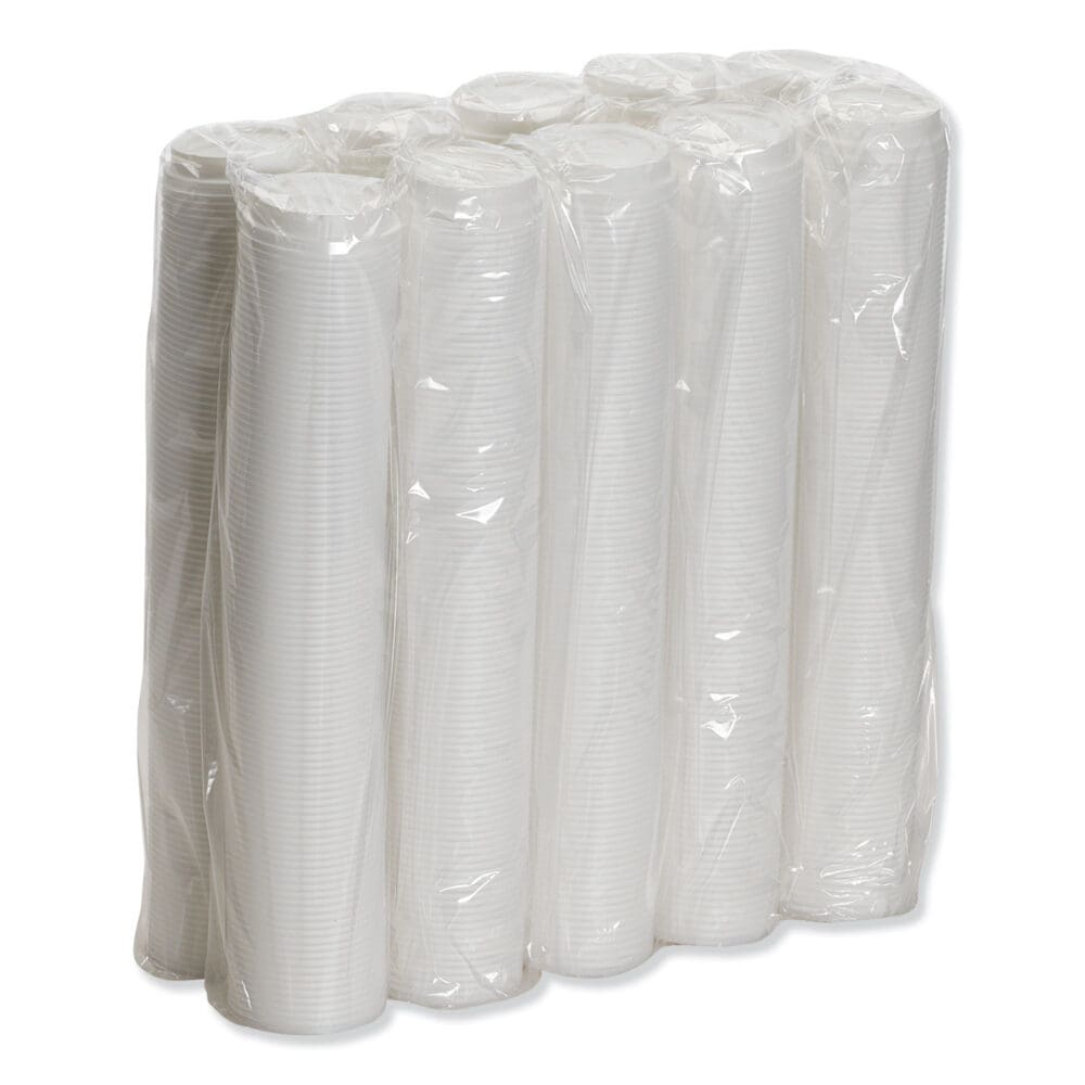 Dome Hot Drink Lids, Fits 8 oz Cups, White, 100/Sleeve, 10 Sleeves/Carton - Image 3