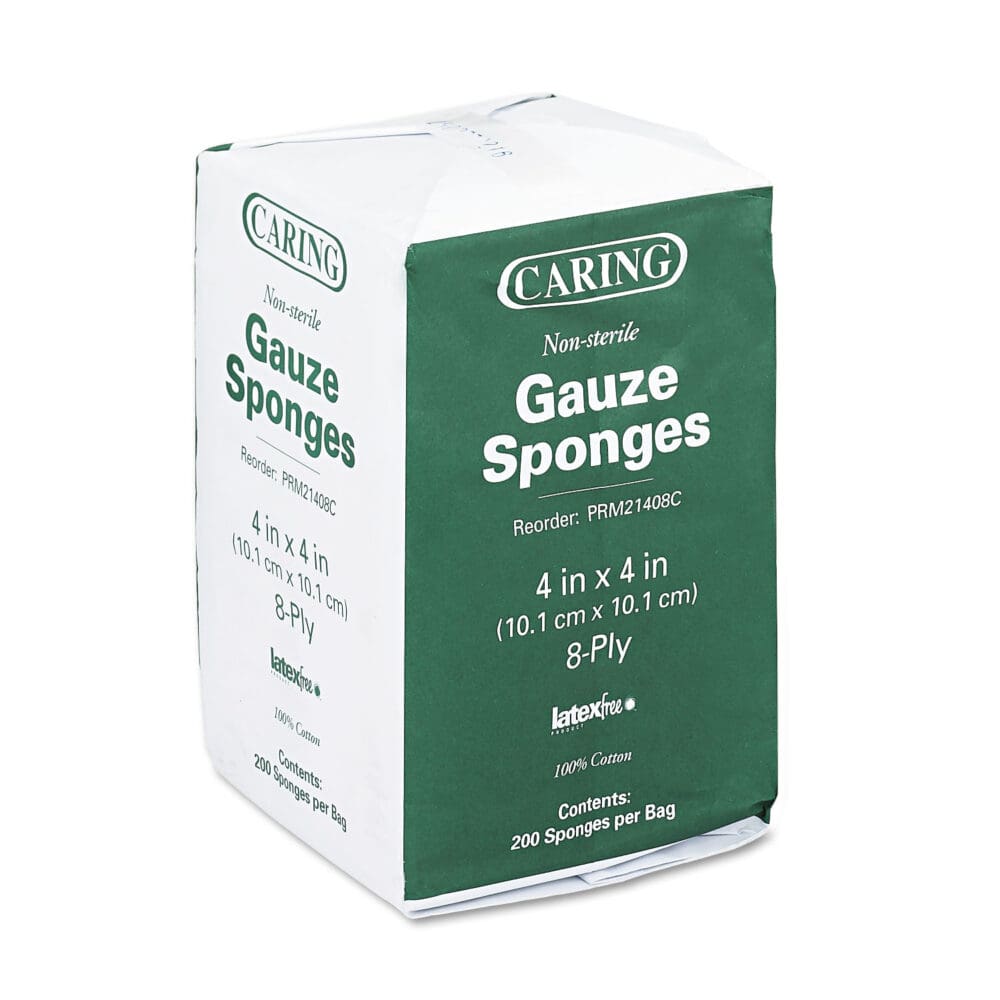 Caring Woven Gauze Sponges, Non-Sterile, 8-Ply, 4 x 4, 200/Pack - Image 2