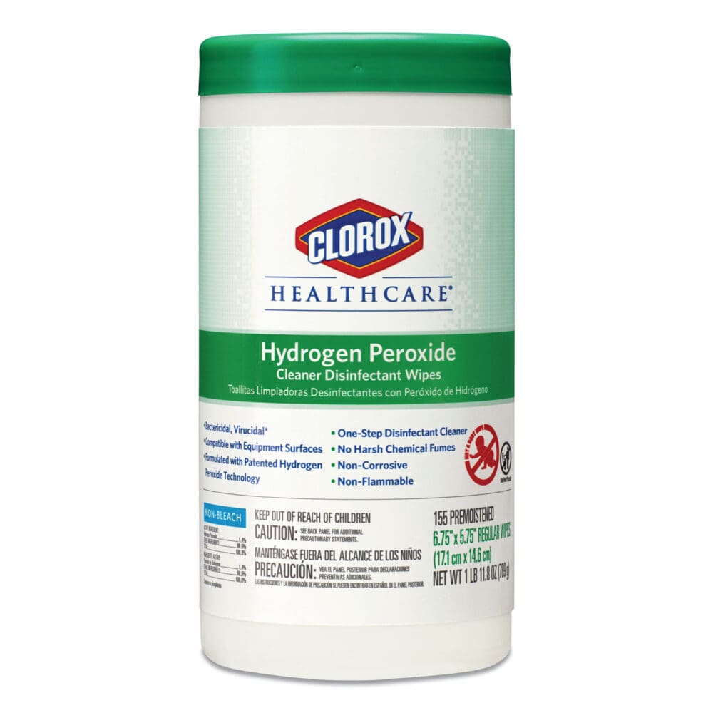 Hydrogen Peroxide Cleaner Disinfectant Wipes, 5.75 x 6.75, Unscented, White, 155/Canister, 6 Canisters/Carton - Image 8