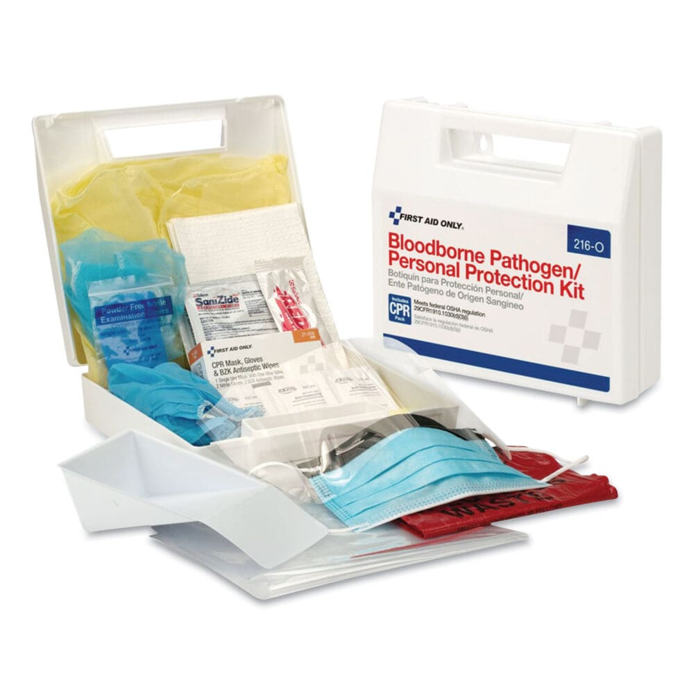 Bloodborne Pathogen Spill Clean Up Kit with CPR Pack, 31 Pieces, Plastic Case - Image 2