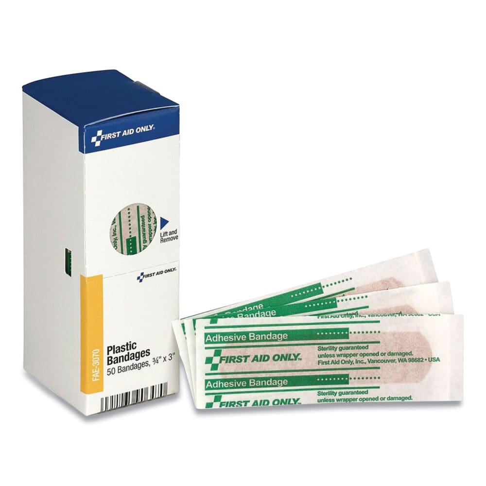 Adhesive Plastic Bandages, 0.75 x 3, 50/Box - Image 2