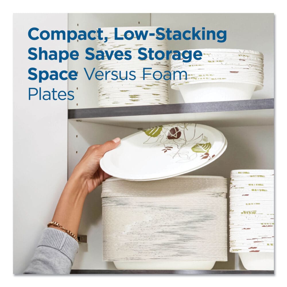Pathways Soak Proof Shield Heavyweight Paper Plates, WiseSize, 8.5" dia, Green/Burgundy, 500/Carton - Image 8