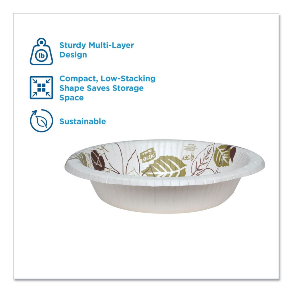 Pathways Heavyweight Paper Bowls, 20 oz, Green/Burgundy, 500/Carton - Image 3