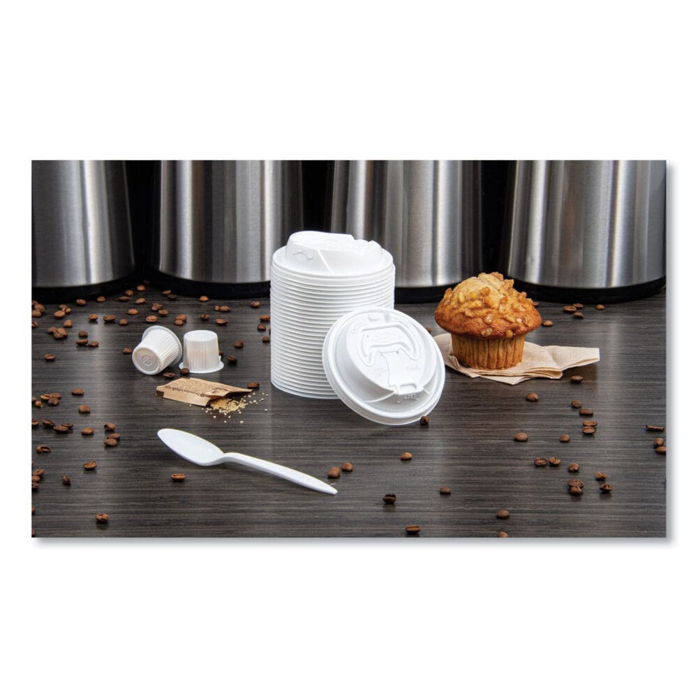 Optima Reclosable Lid, Fits 12 oz to 24 oz Foam Cups, White, 100 Pack, 10 Packs/Carton - Image 2