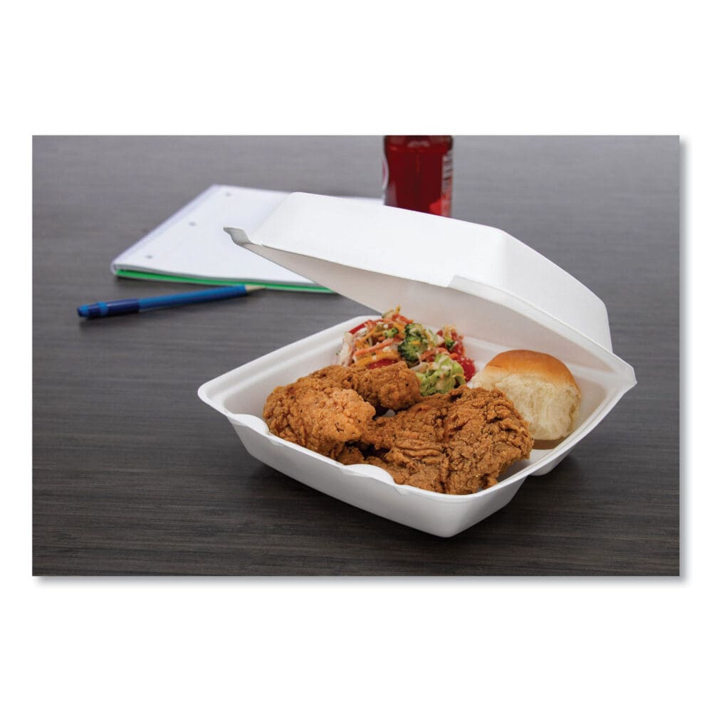 Foam Hinged Lid Containers, 3-Compartment, 8.38 x 7.78 x 3.25, 200/Carton - Image 5
