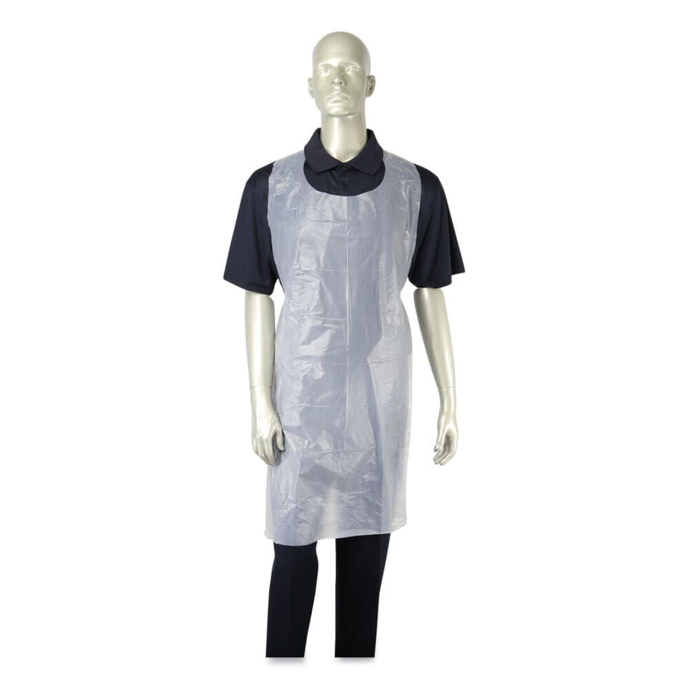 Poly Apron, 28 x 46,  One Size Fits All, White, 100/Pack, 10 Packs/Carton - Image 2