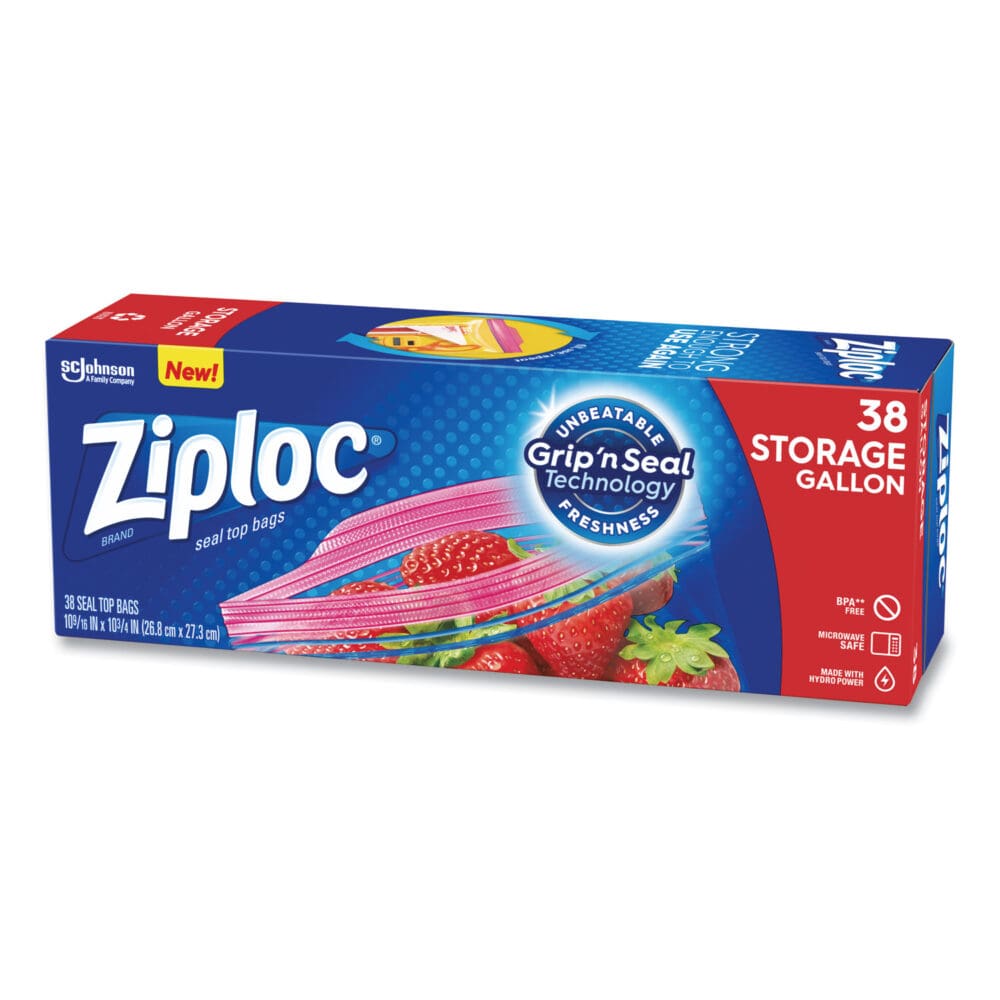 Double Zipper Storage Bags, 1 gal, 1.75 mil, 10.56" x 10.75", Clear, 38 Bags/Box, 9 Boxes/Carton - Image 3