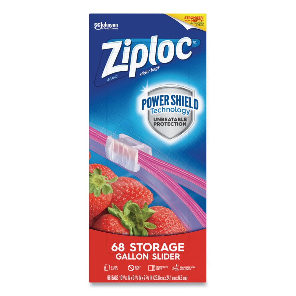 Slider Storage Bags, 1 gal, 9.5" x 10.56", Clear, 9/Carton - Image 2