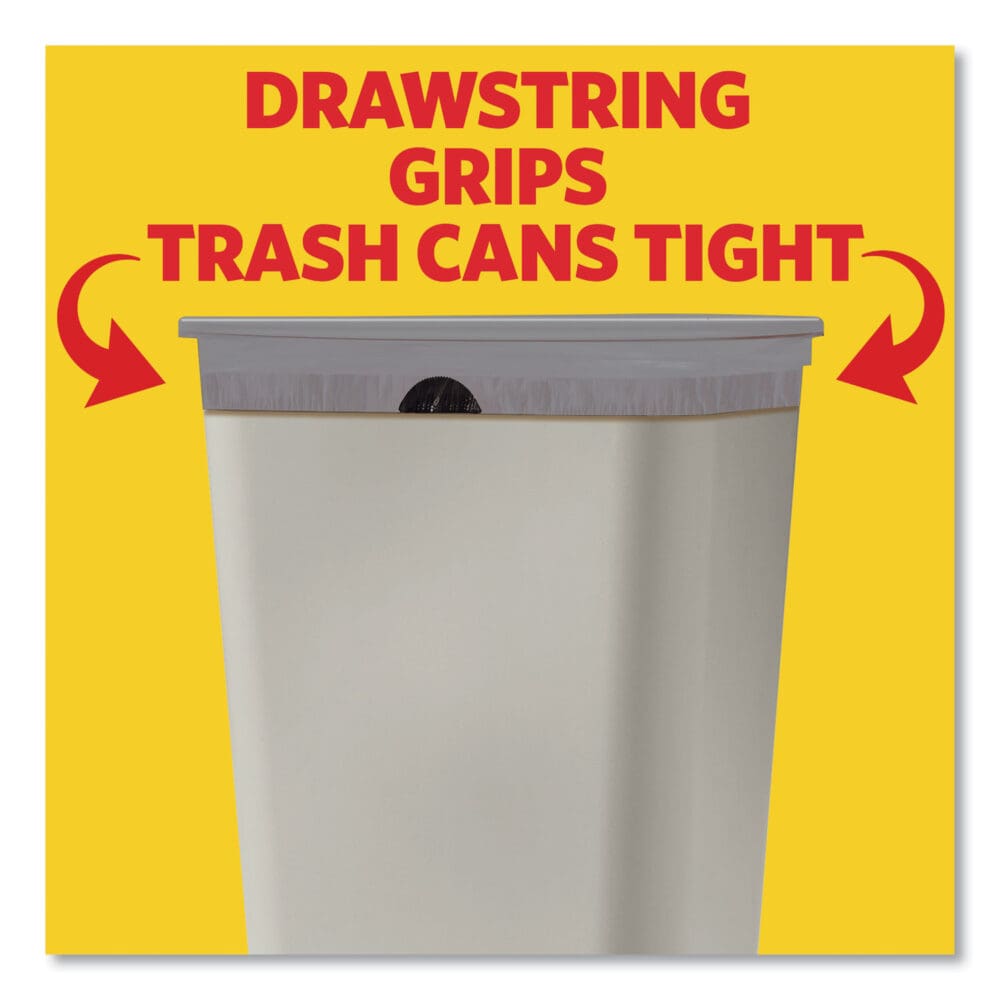 ForceFlexPlus OdorShield Tall Kitchen Drawstring Trash Bags, 13 gal, 0.72 mil, 23.75" x 25.38", White, 120/Box - Image 2