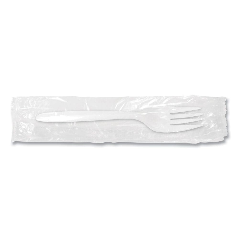 Individually Wrapped Mediumweight Cutlery, Forks, White, 1,000/Carton - Image 2