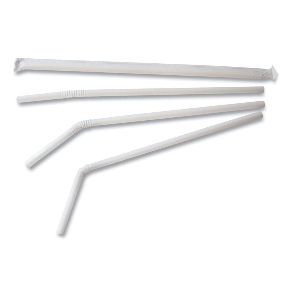 Individually Wrapped Straws, 7.75", Polypropylene, White, 400/Box - Image 2