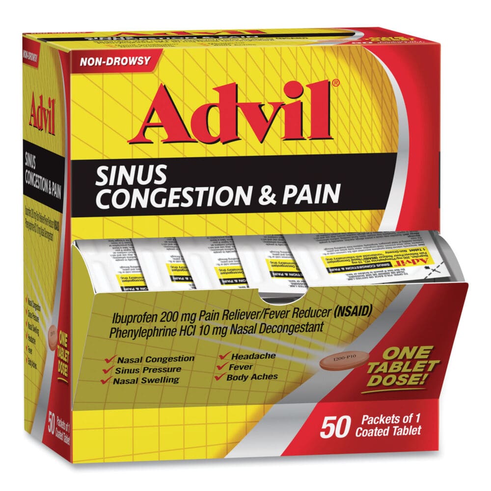 Sinus Congestion and Pain Relief, 50/Box - Image 2