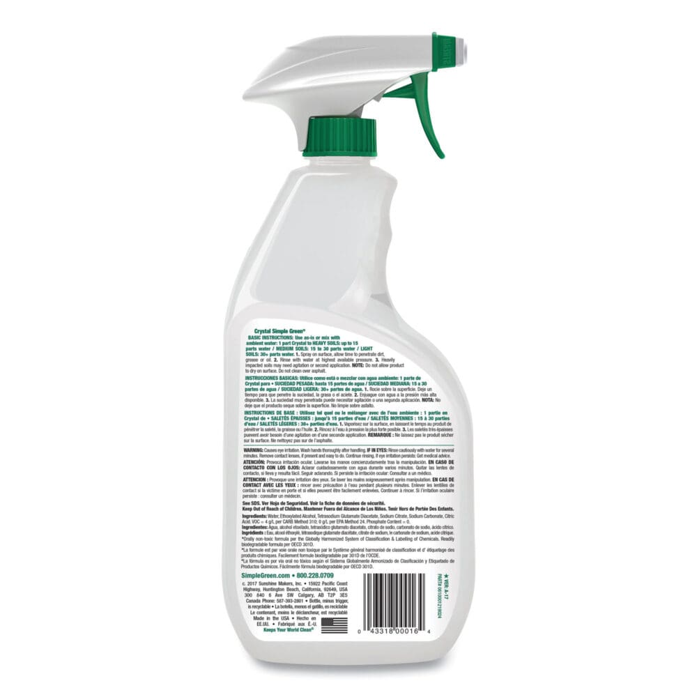 Crystal Industrial Cleaner/Degreaser, 24 oz Spray Bottle, 12/Carton - Image 2