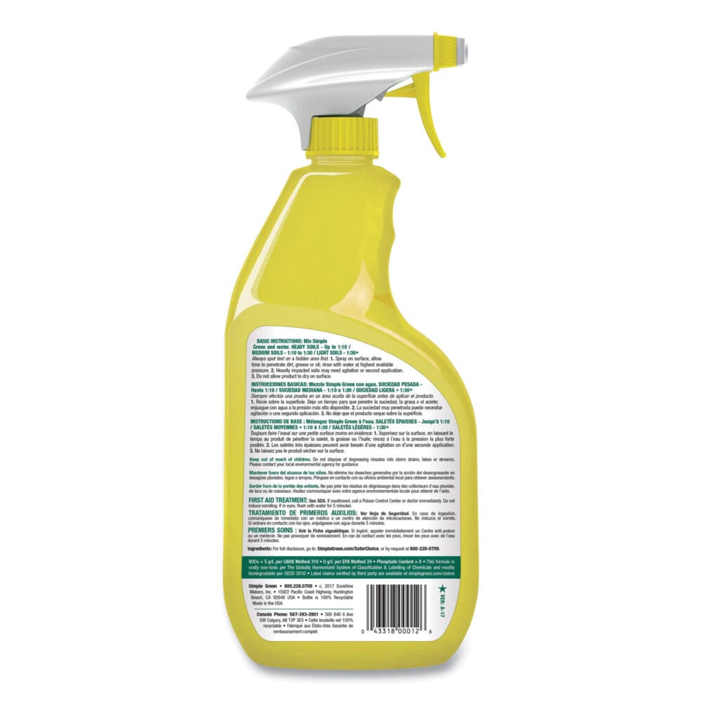 Industrial Cleaner and Degreaser, Concentrated, Lemon, 24 oz Spray Bottle, 12/Carton - Image 5