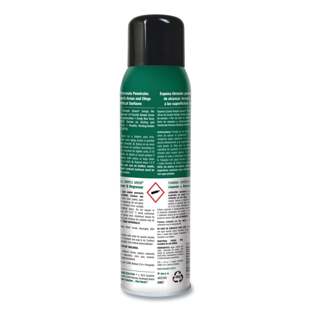 Foaming Crystal Industrial Cleaner and Degreaser, 20 oz Aerosol Spray, 12/Carton - Image 3