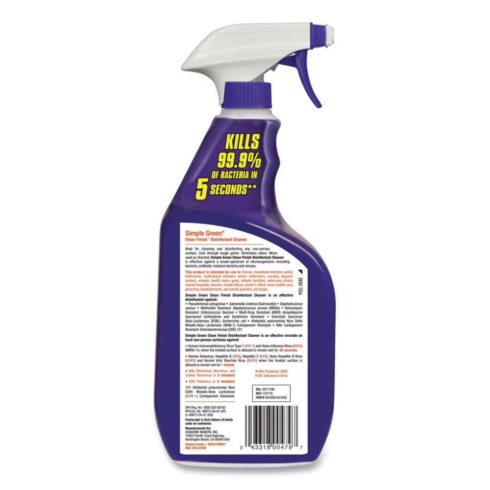 Clean Finish Disinfectant Cleaner, Herbal, 32 oz Spray Bottle, 12/Carton - Image 2