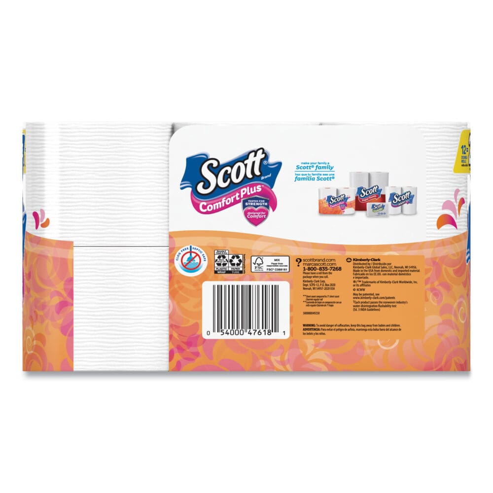 ComfortPlus Toilet Paper, Double Roll, Bath Tissue, Septic Safe, 1-Ply, White, 231 Sheets/Roll, 12 Rolls/Pack, 4 Packs/Carton - Image 4