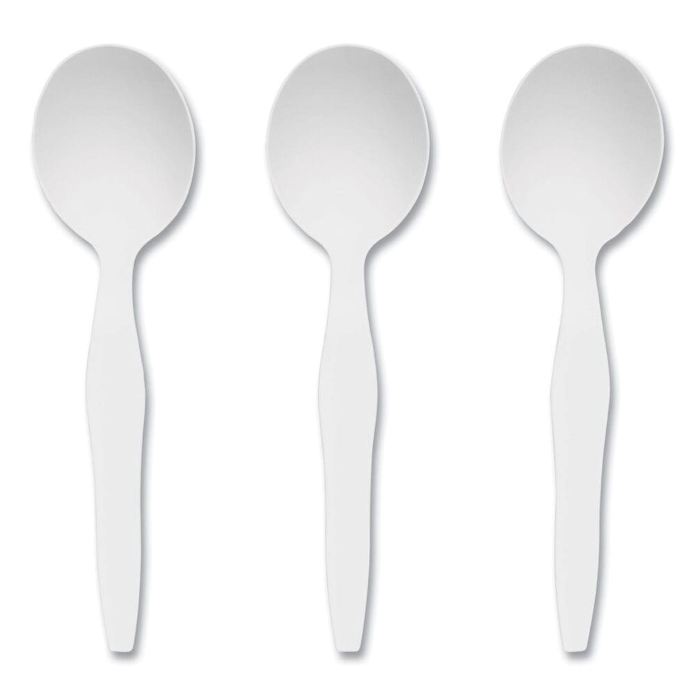 Heavyweight Plastic Cutlery, Soup Spoon, White, 100/Pack - Image 3