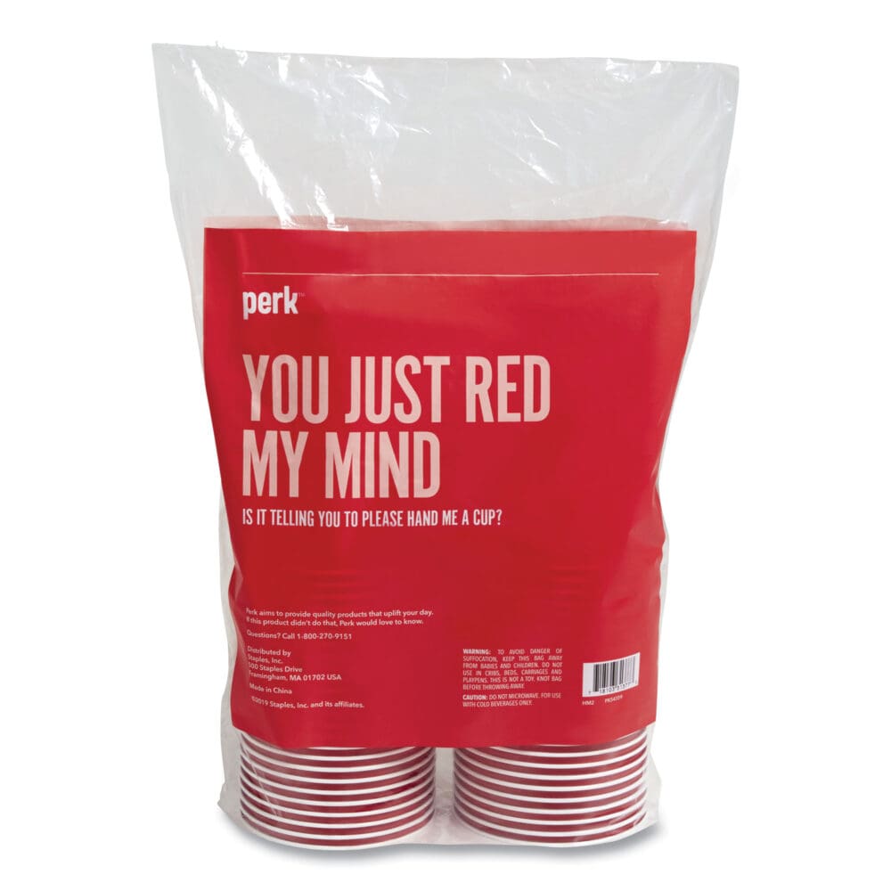 Plastic Cold Cups, 16 oz, Red, 50/Pack - Image 2