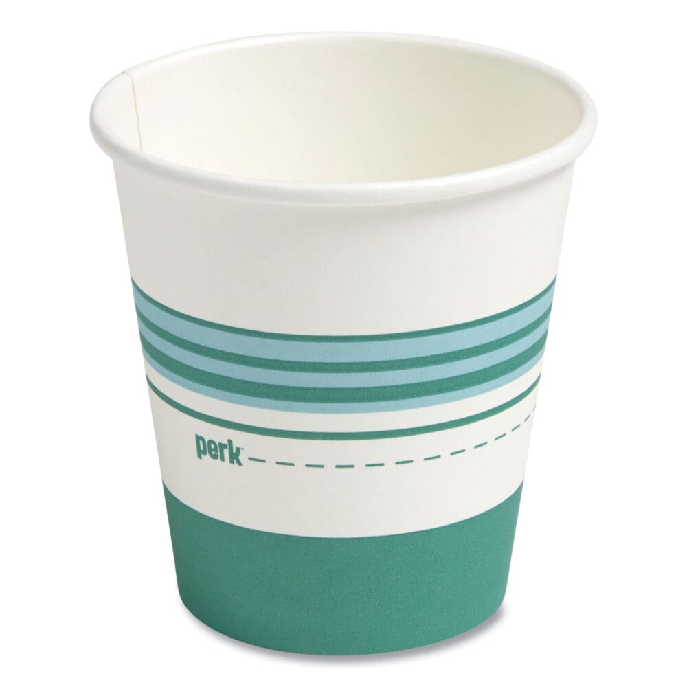 Paper Hot Cups, 10 oz, White/Teal, 50/Pack - Image 5