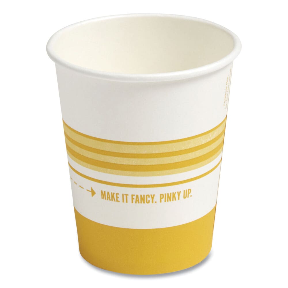 Paper Hot Cups, 16 oz, White/Orange, 50/Pack - Image 2
