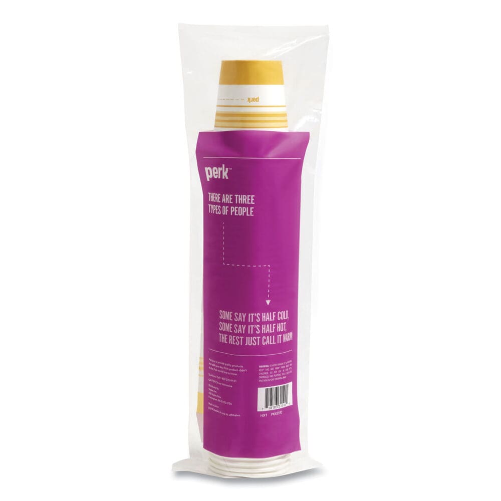 Paper Hot Cups, 16 oz, White/Orange, 50/Pack - Image 3
