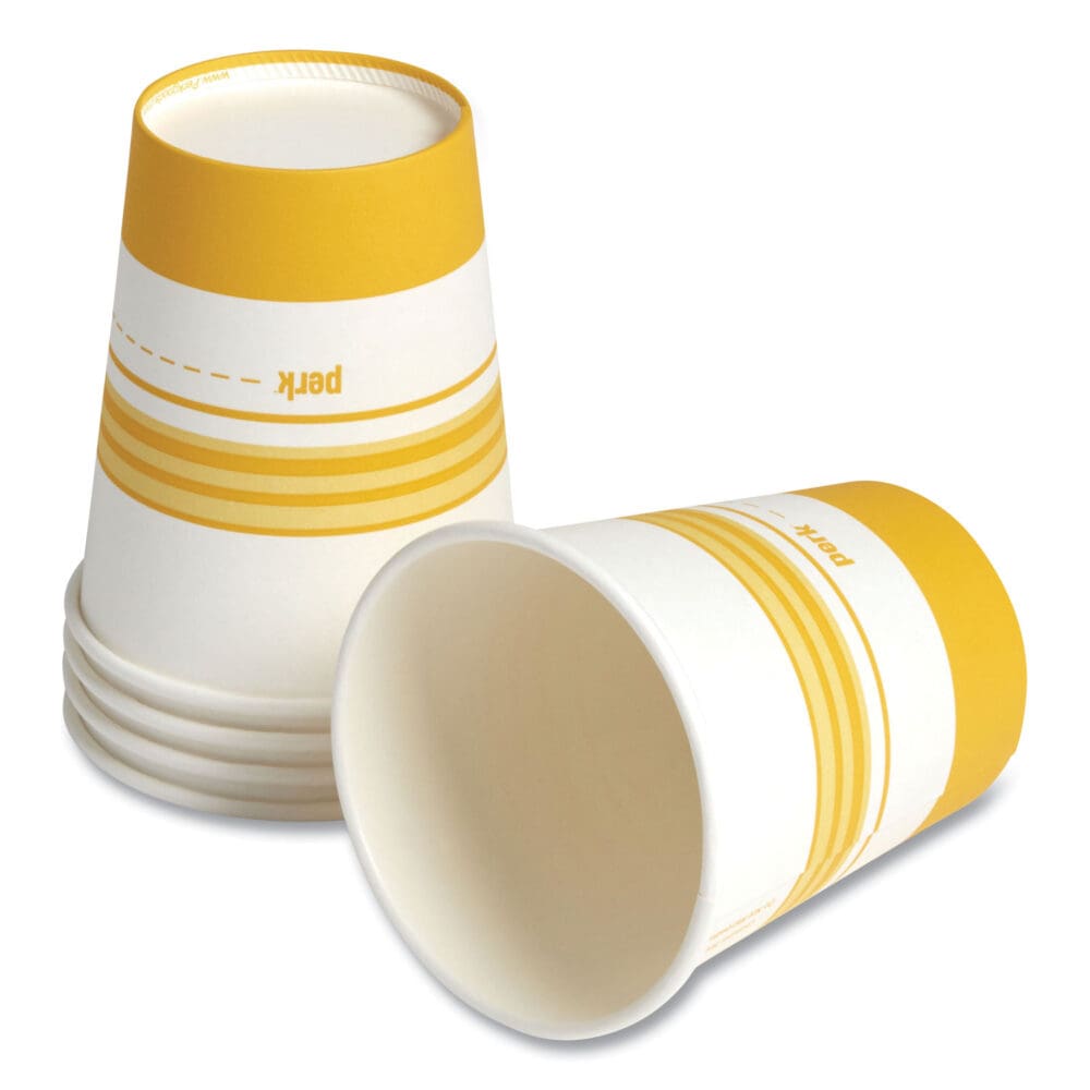 Paper Hot Cups, 16 oz, White/Orange, 50/Pack - Image 4