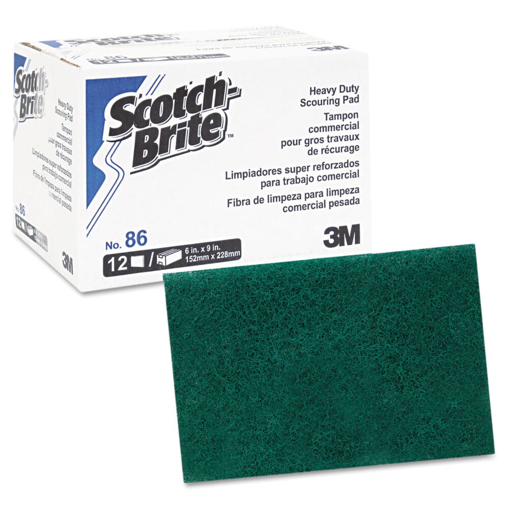 Heavy-Duty Scouring Pad 86, 6 x 9, Green, Dozen - Image 2