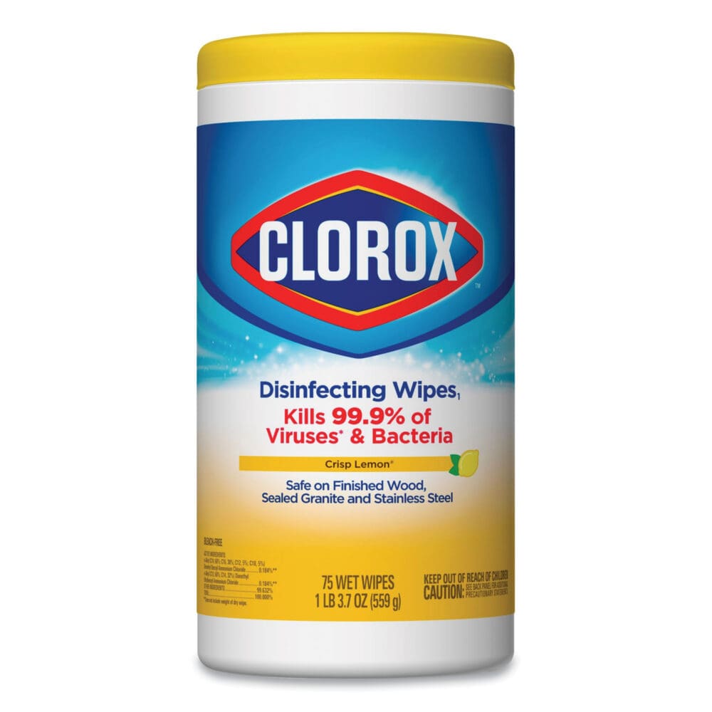 Disinfecting Wipes, 1-Ply, 7 x 8, Crisp Lemon, White, 35/Canister, 12 Canisters/Carton - Image 9