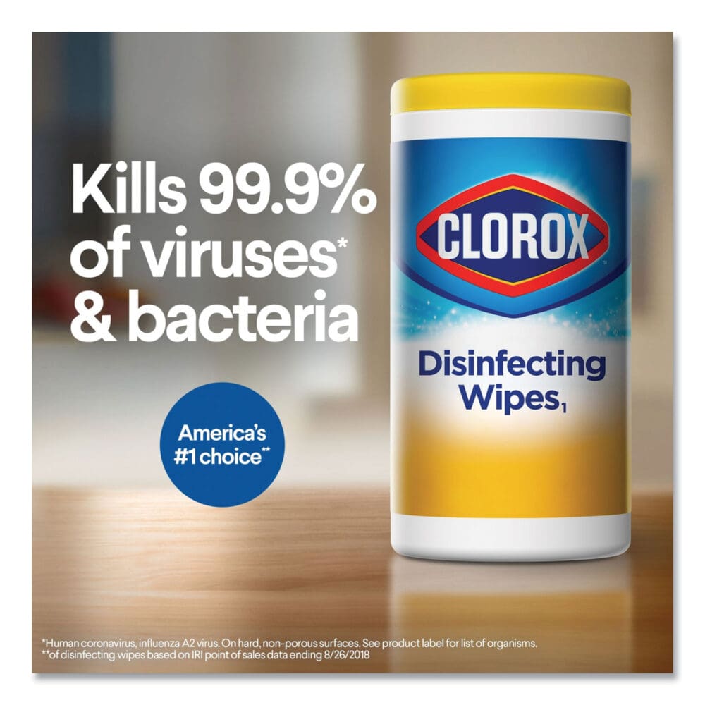 Disinfecting Wipes, 1-Ply, 7 x 8, Crisp Lemon, White, 35/Canister - Image 10