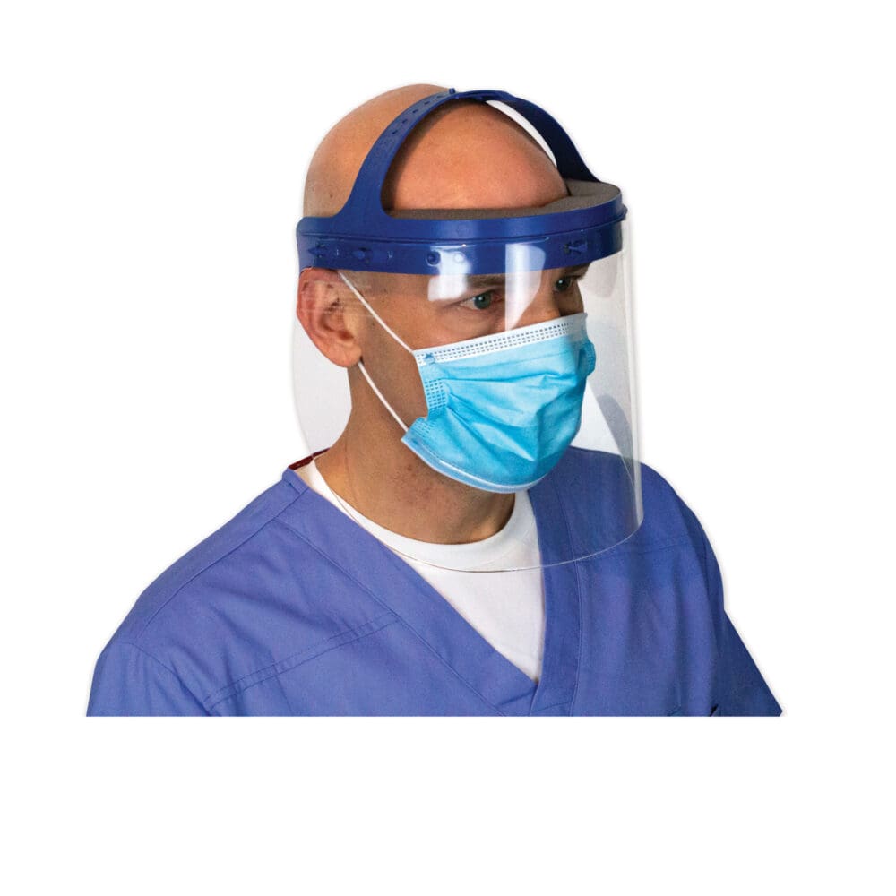 Fully Assembled Full Length Face Shield with Head Gear, 16.5 x 10.25 x 11, Clear/Blue, 16/Carton - Image 6